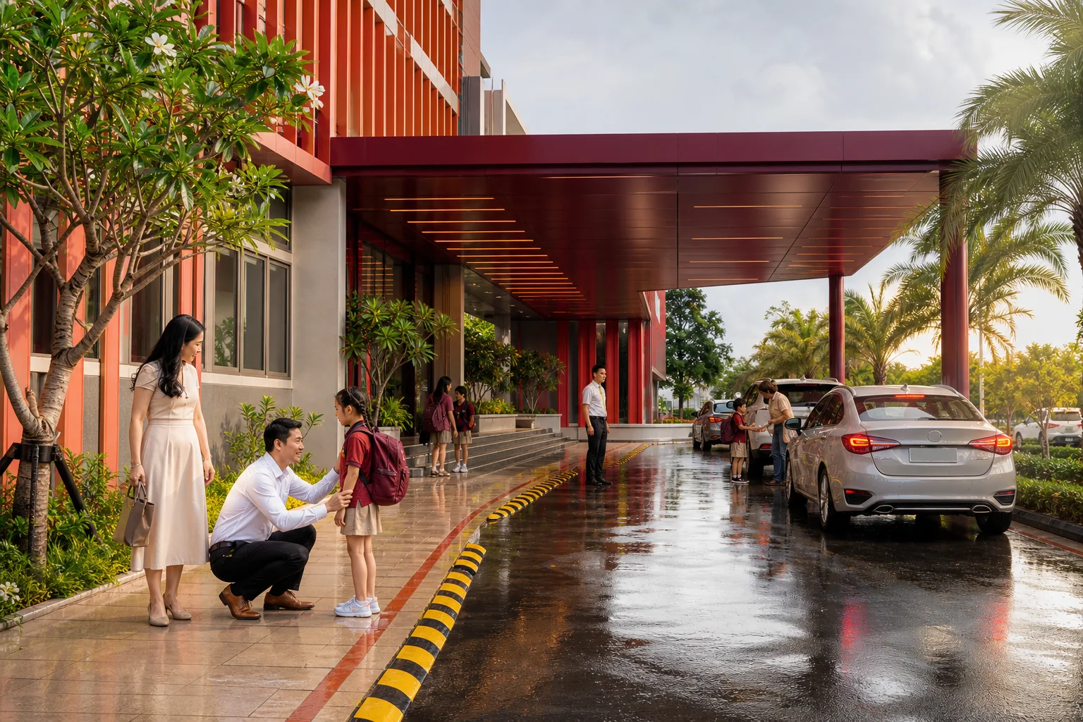 Minh họa AI khu vực đón trả học sinh tại Việt Nam